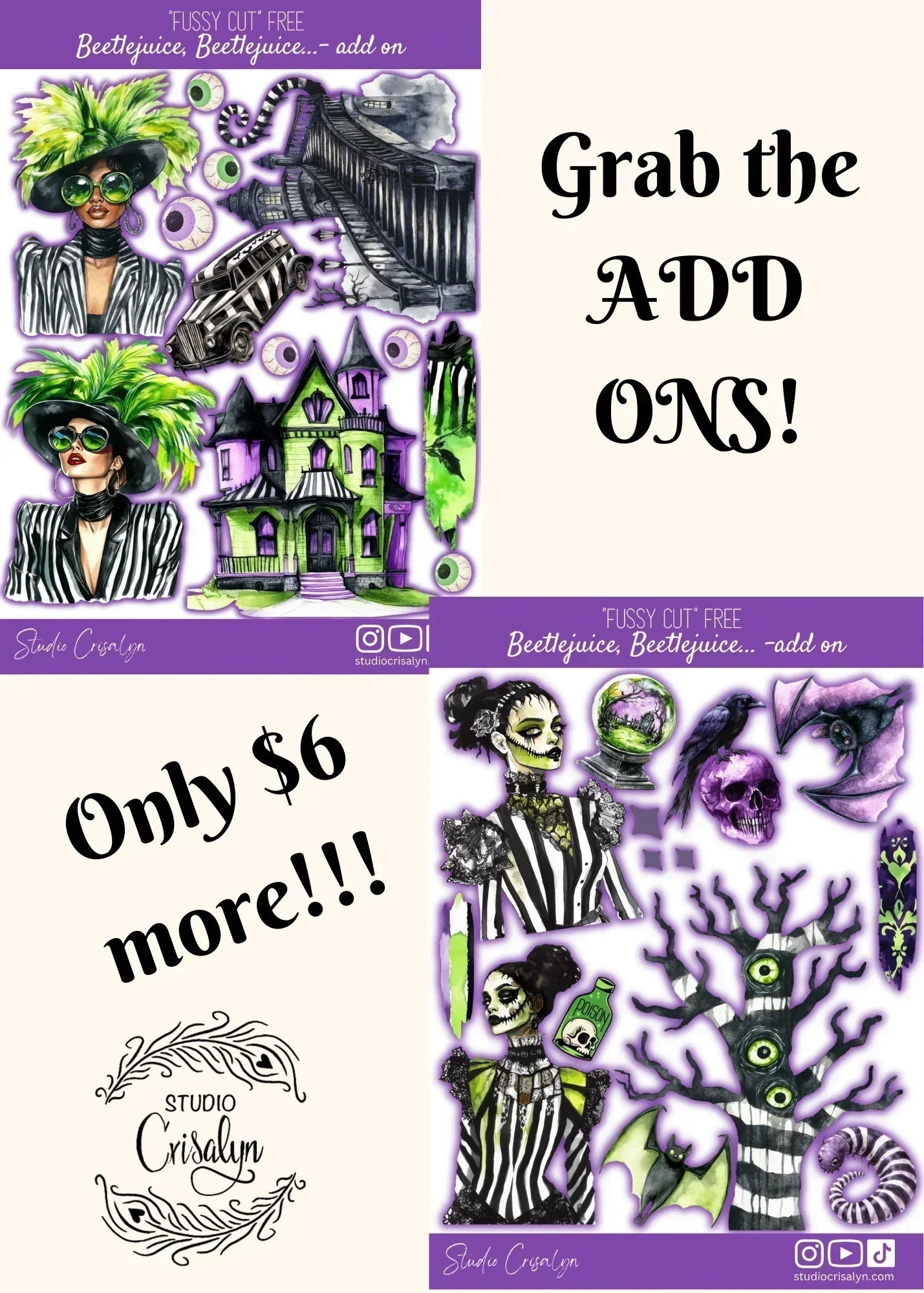 Beetlejuice, Beetlejuice ... FCF Sticker Sheet Studio Crisalyn