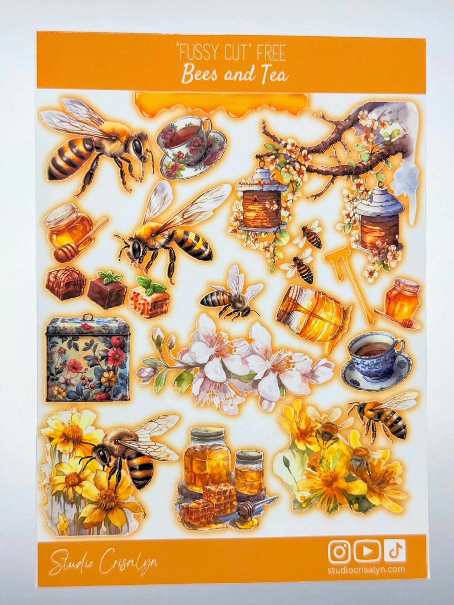 The Bees and Tea Sticker sheet - Studio Crisalyn