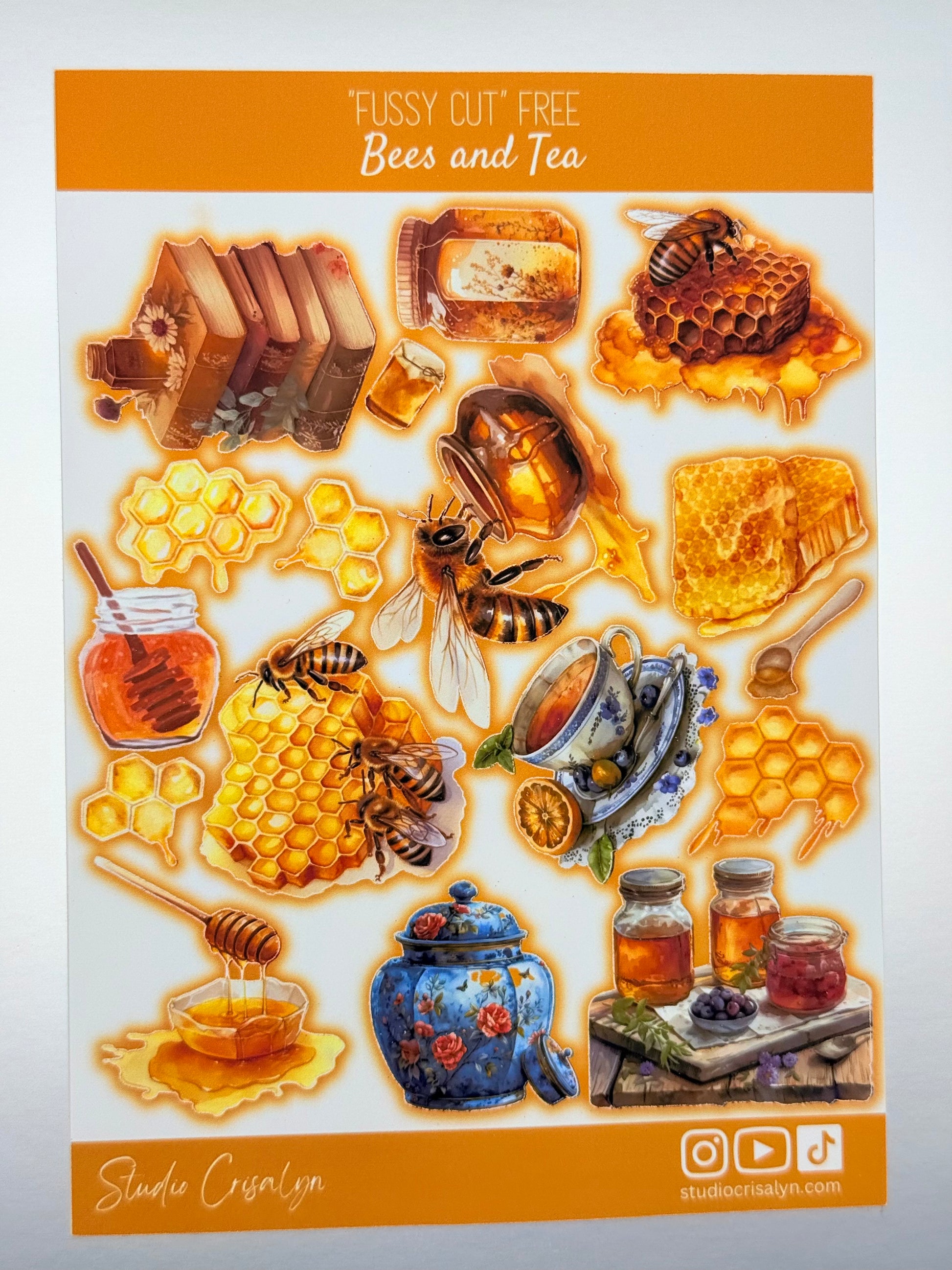 The Bees and Tea Sticker sheet - Studio Crisalyn