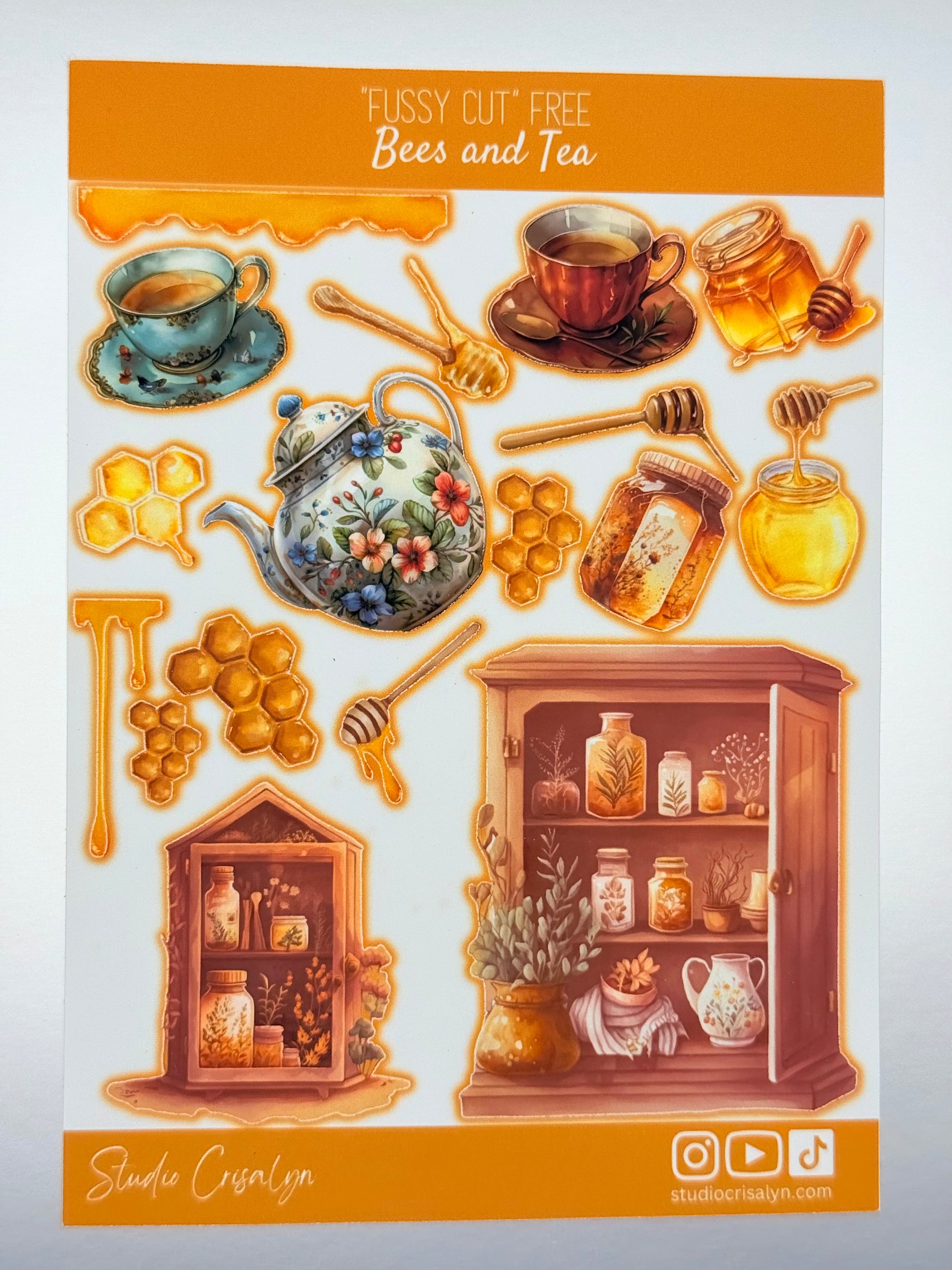 The Bees and Tea Sticker sheet - Studio Crisalyn