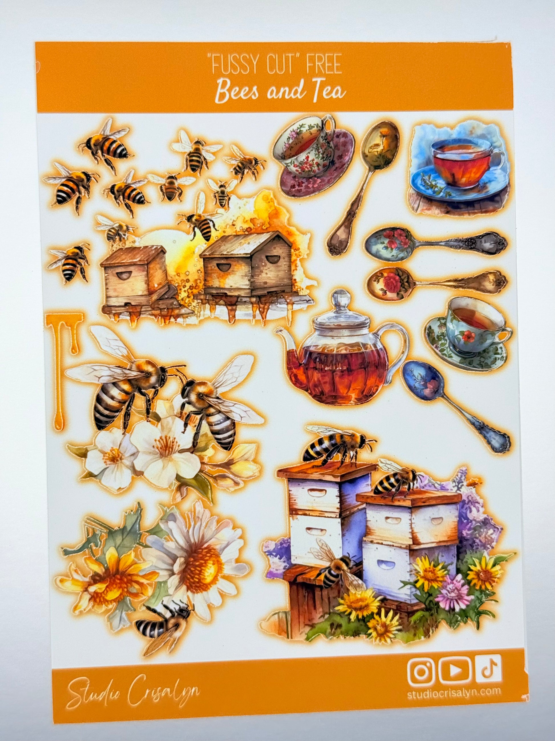 The Bees and Tea Sticker sheet - Studio Crisalyn