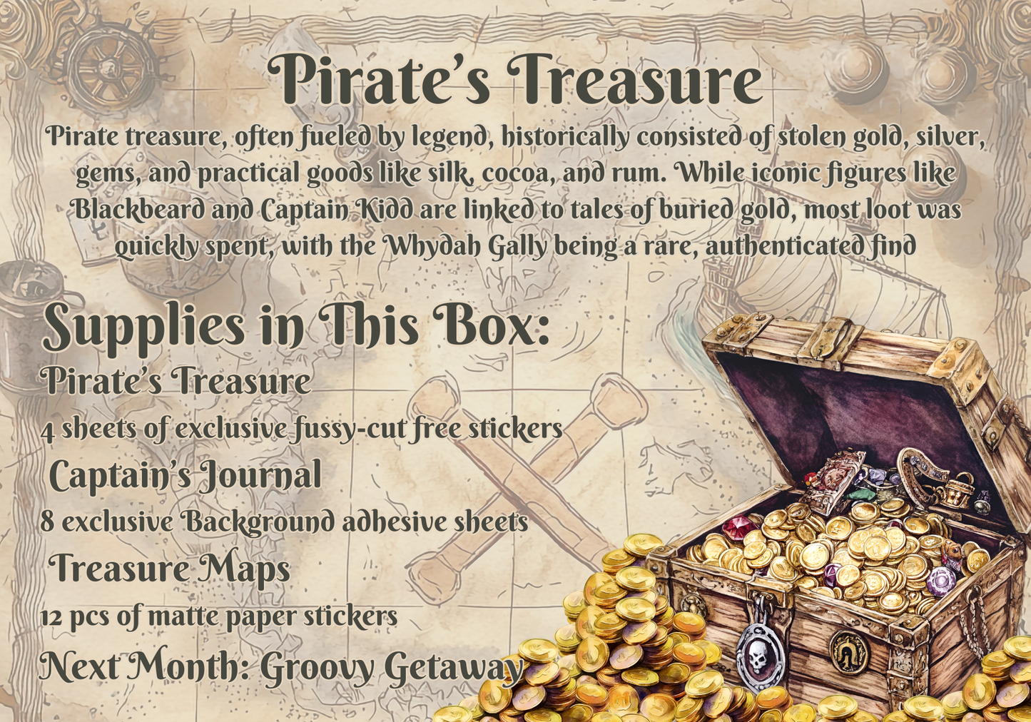 Monthly Exclusive Studio Crisalyn Sticker box Subscription: Pirate's Treasure