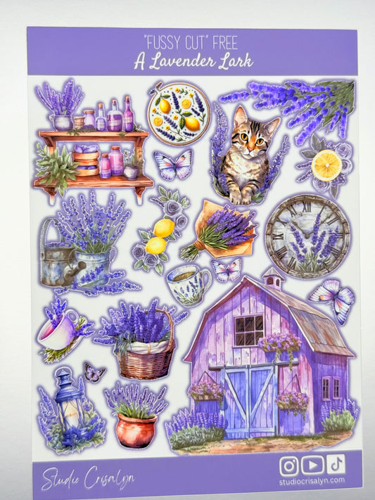 The Lavender Lark Sticker sheet - Studio Crisalyn