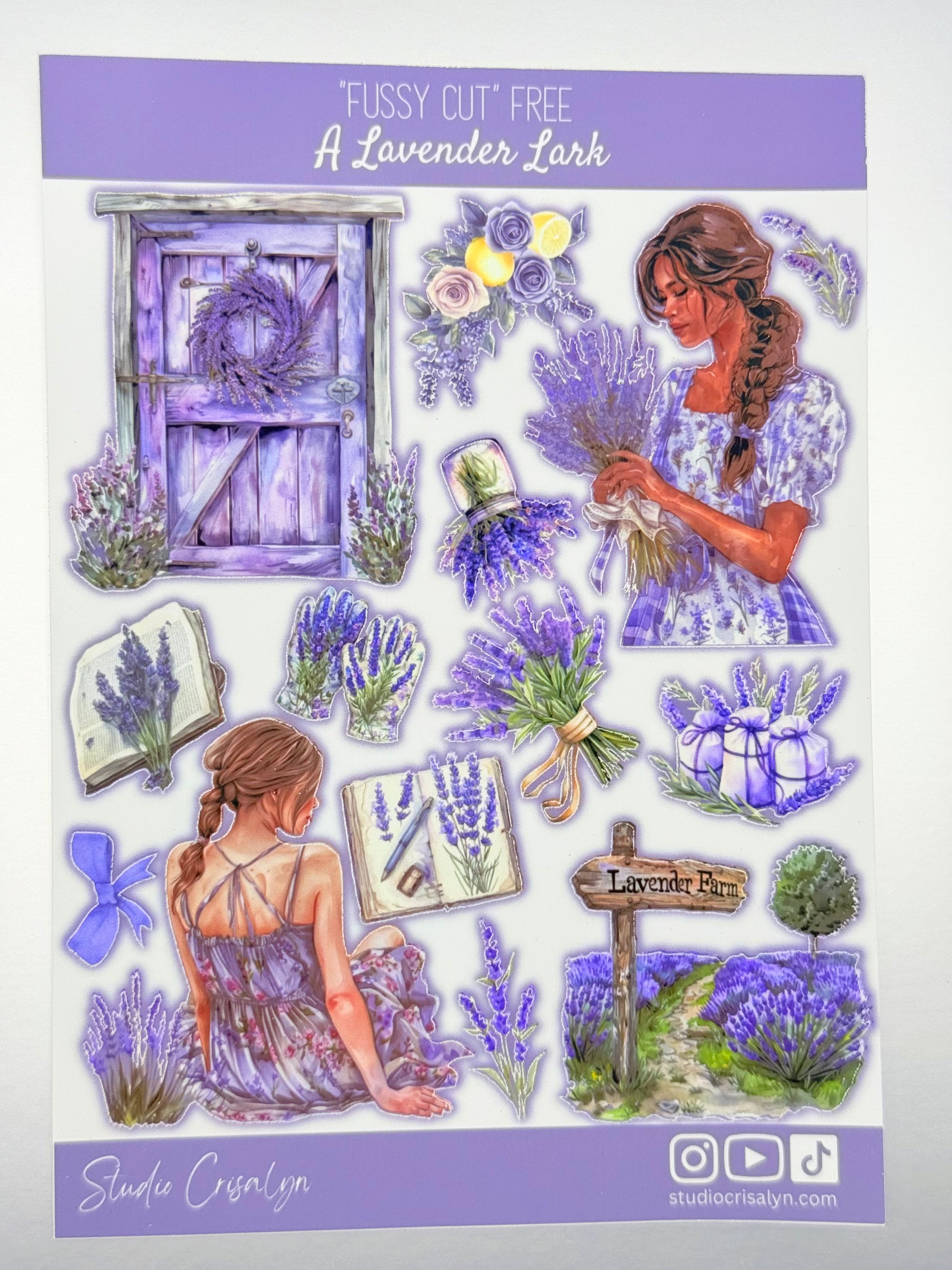 The Lavender Lark Sticker sheet - Studio Crisalyn
