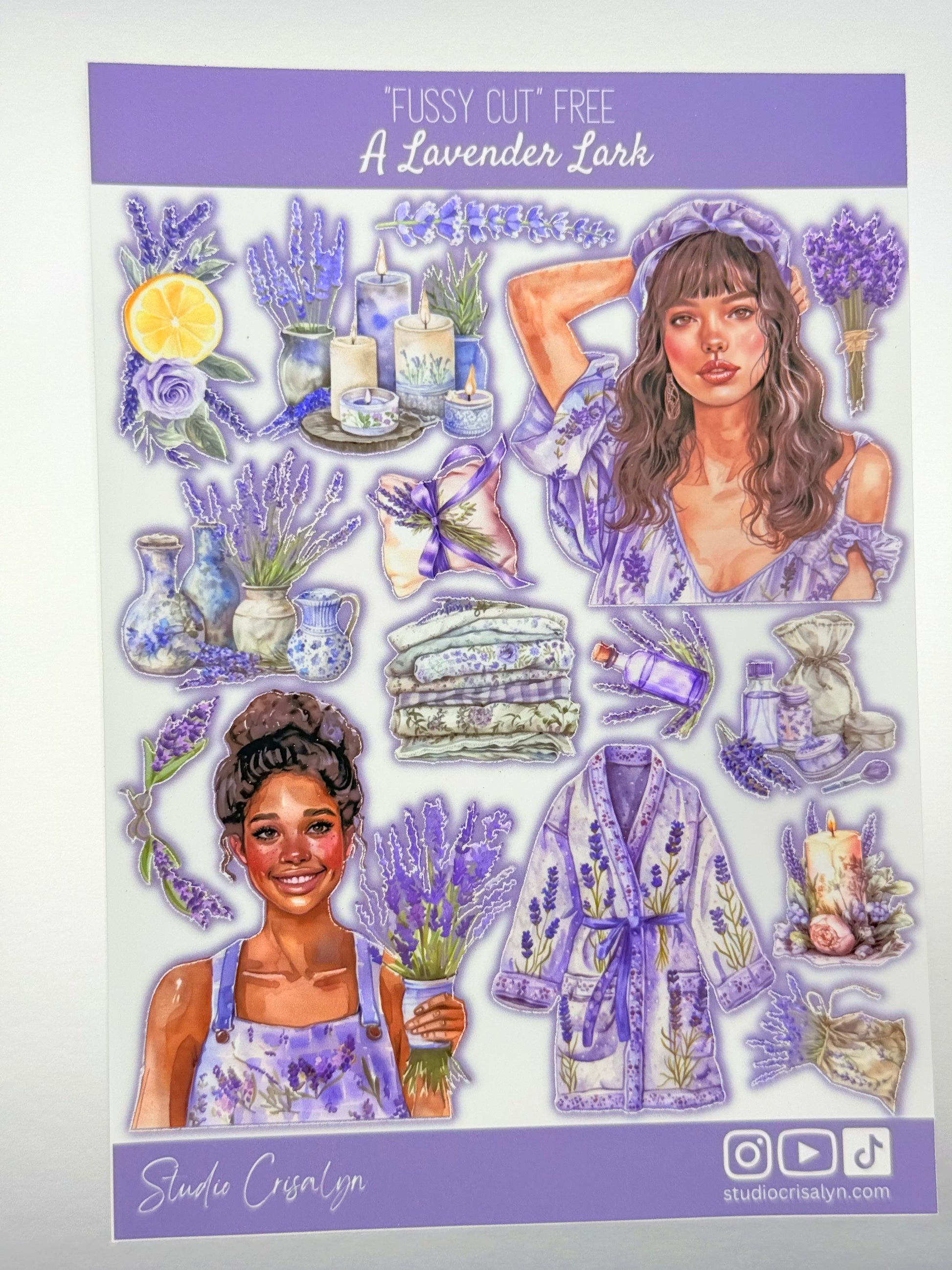 The Lavender Lark Sticker sheet - Studio Crisalyn