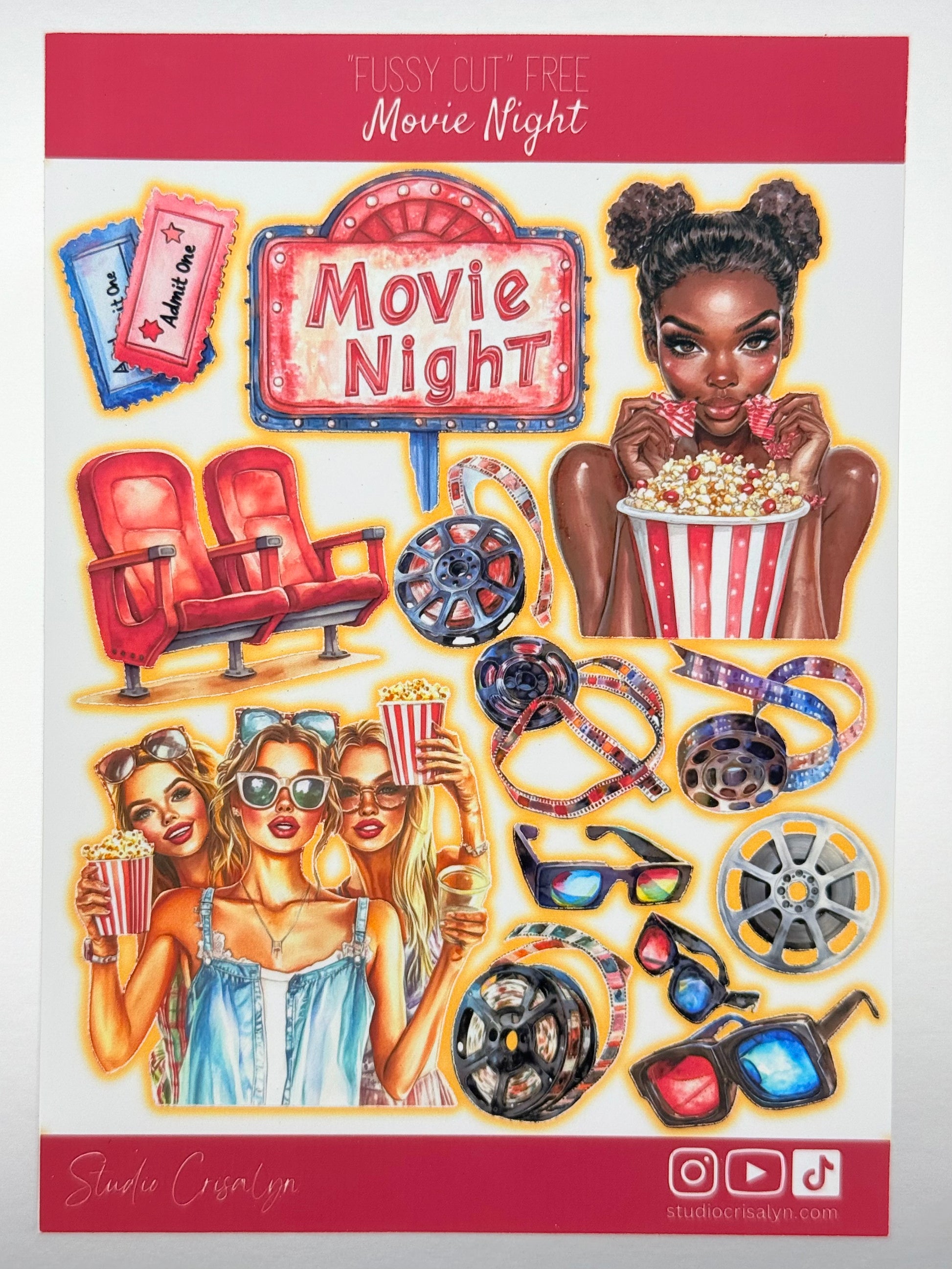 The Movie Night Sticker sheet - Studio Crisalyn