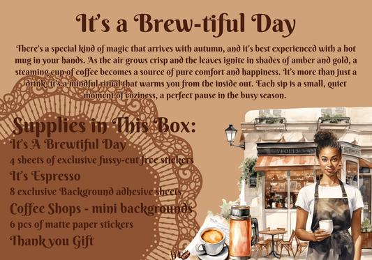 Monthly Exclusive Studio Crisalyn Sticker box Subscription: It’s A Brewtiful Day