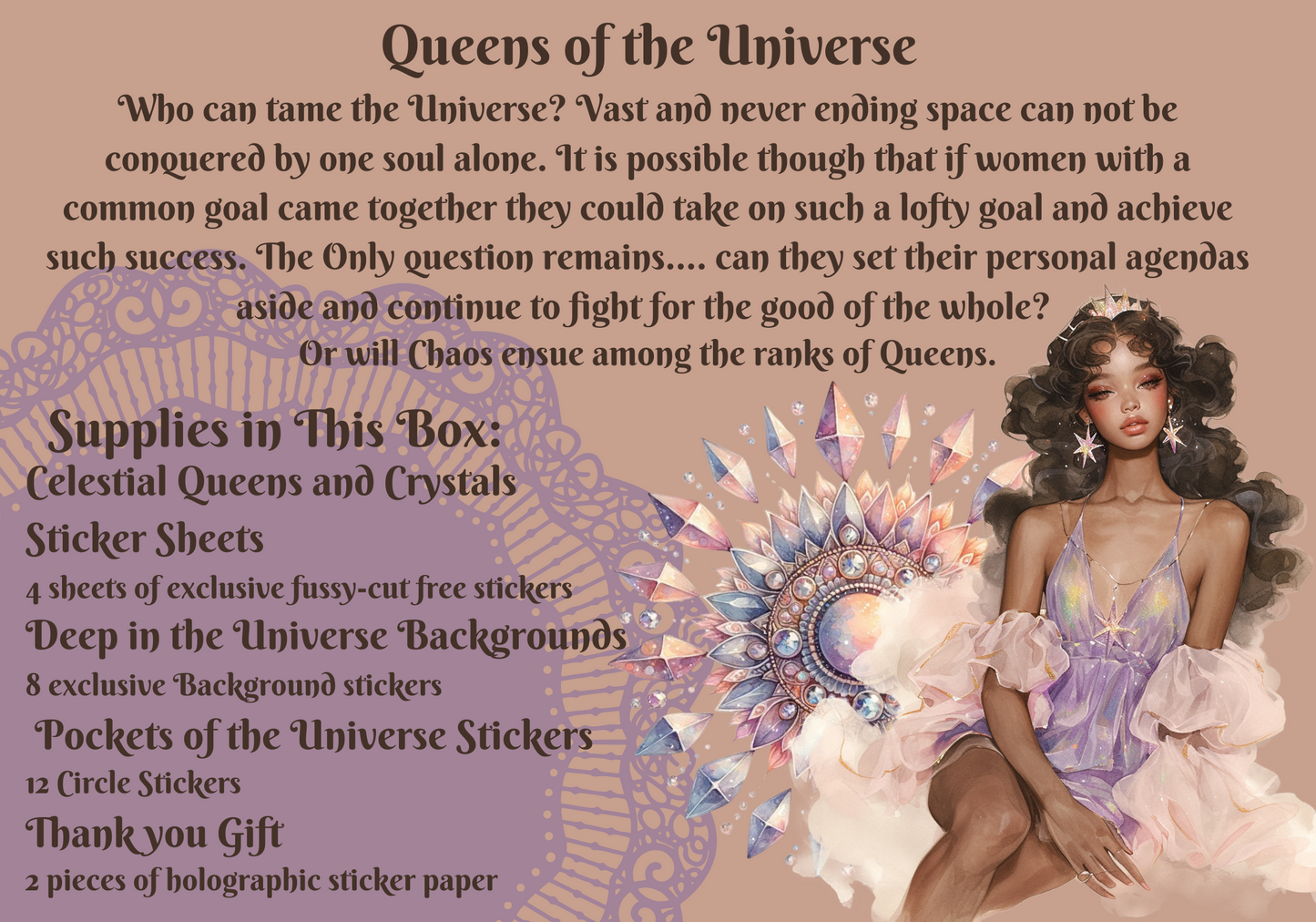 Monthly Exclusive Studio Crisalyn Sticker clearance - Queens and Crystals - Studio Crisalyn