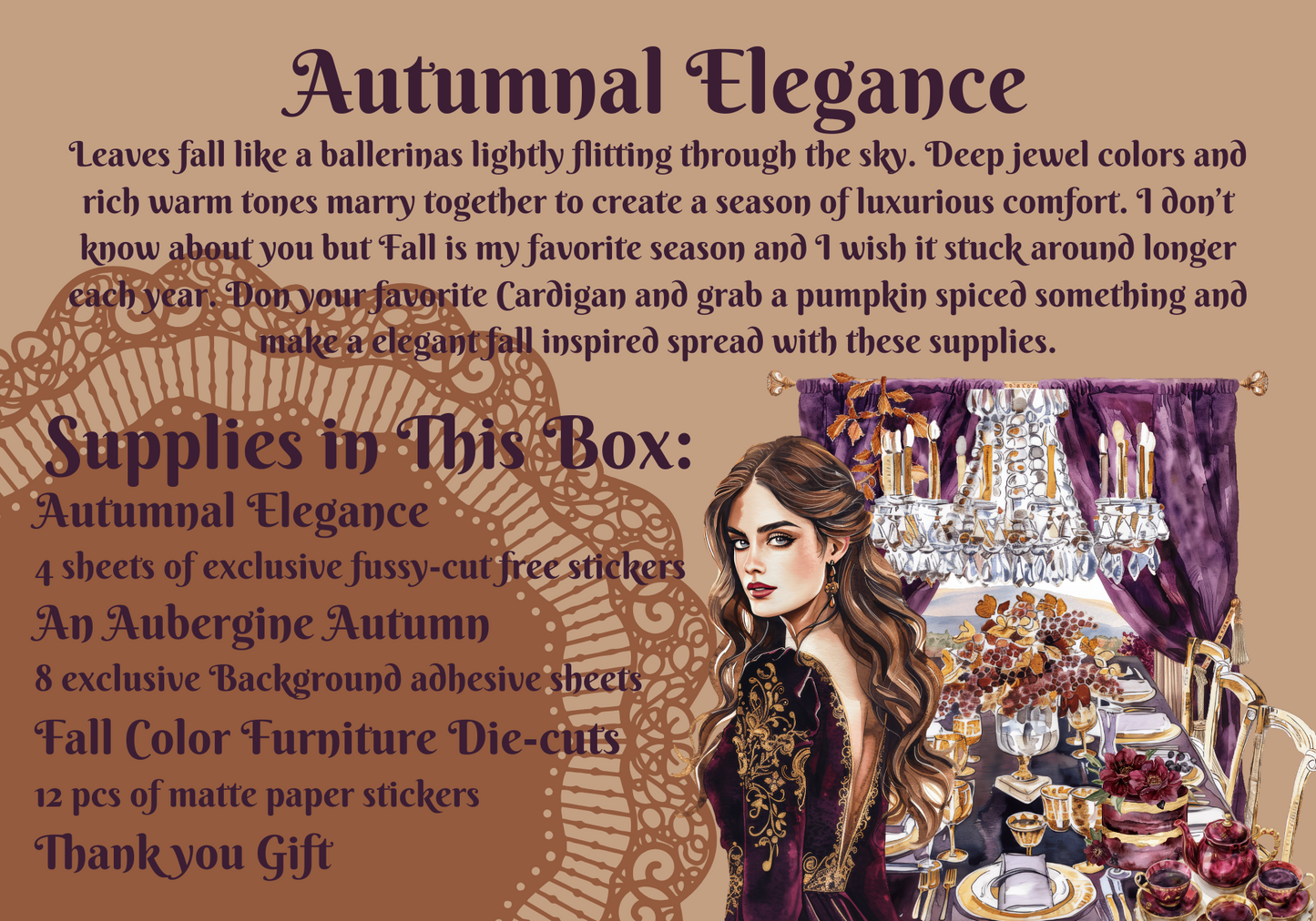 Monthly Exclusive Studio Crisalyn Sticker box Subscription: Autumnal Elegance