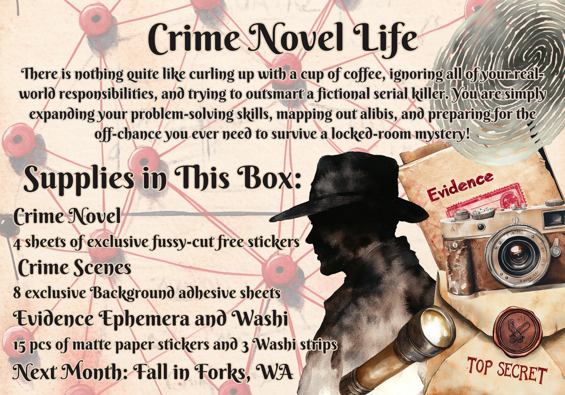 Monthly Exclusive Studio Crisalyn Sticker box Subscription: Crime Novel Life  Subscription Studio Crisalyn