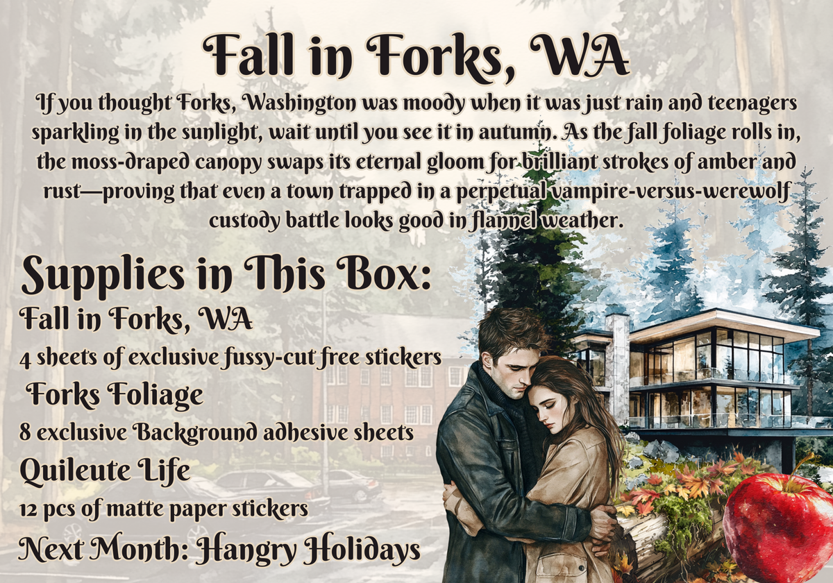 Monthly Exclusive Studio Crisalyn Sticker box Subscription: Fall in Forks, WA  Subscription Studio Crisalyn