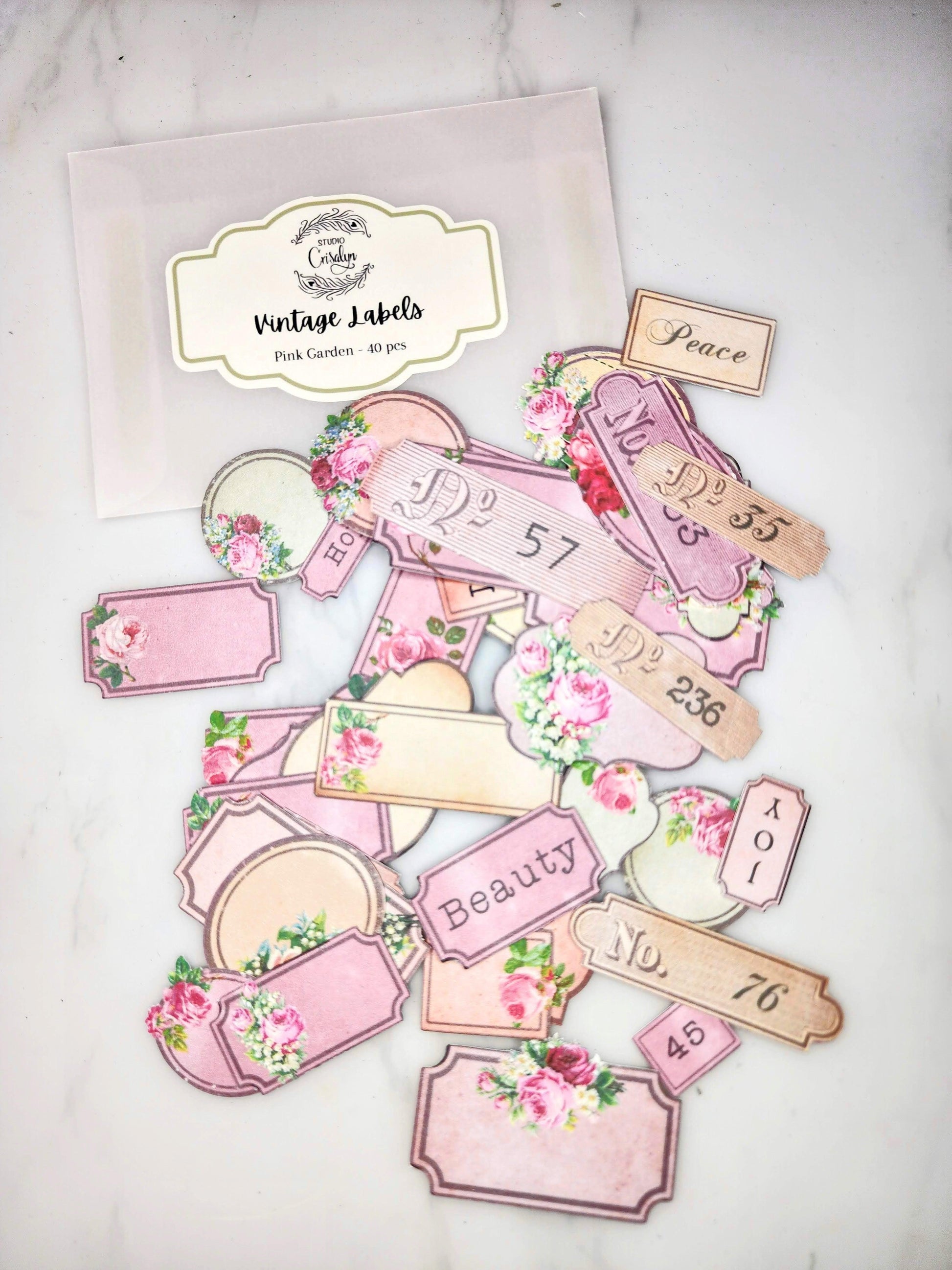 Vintage Labels: Pink Garden - Studio Crisalyn